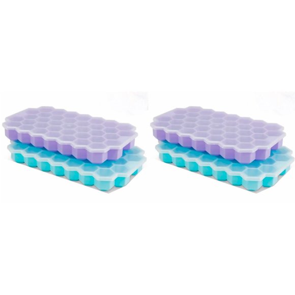 Ice Cube Trays (4-Pack) Silicone Flexible Ice Cube Trays with 148 Ice Cubicles - Picture 1 of 7